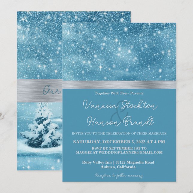 Winter Wonderland Wedding Einladung (Vorne/Hinten)