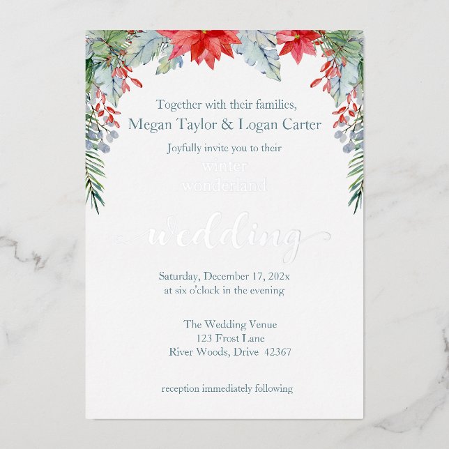 Winter Wonderland Wedding Einladung Foil Einladung (Vorderseite)
