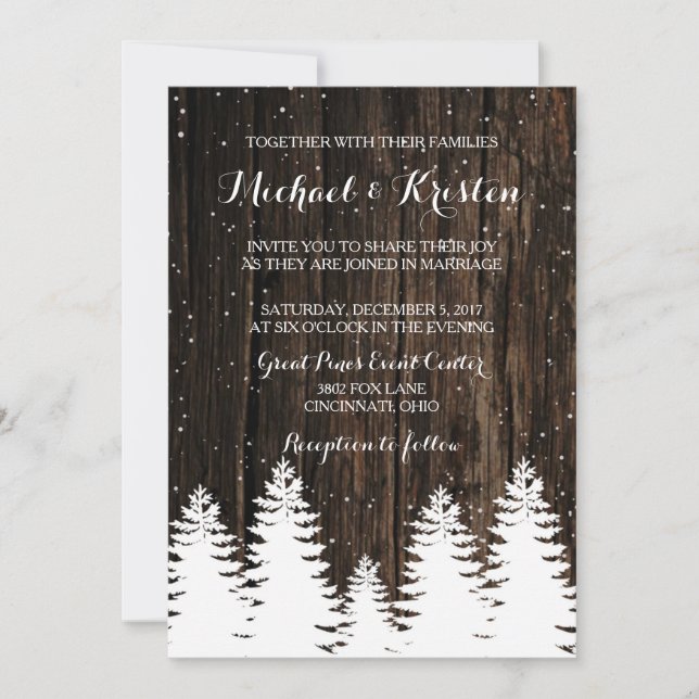 Winter Wonderland Wedding Einladungen (Vorderseite)