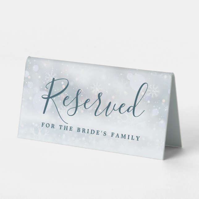 Winter Wonderland Wedding reserviert Tischaufsteller (Vorderseite)