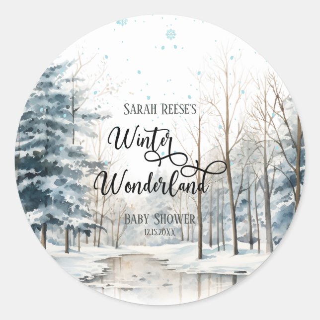 Winter Wonderland Weihnachtsdusche Runder Aufkleber (Vorderseite)