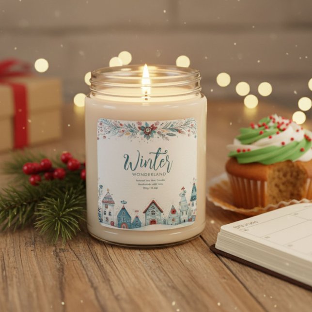 Winter Wonderland Weihnachtskerzensiegel Quadratischer Aufkleber (Von Creator hochgeladen)
