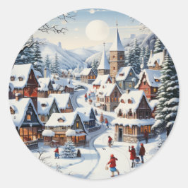 Winter Wonderland Weihnachtsschmuck Runder Aufkleber