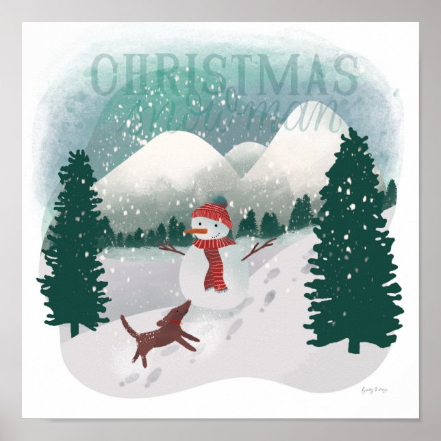 Winter Wonderland - Weihnachtsschneemann Poster (Vorne)