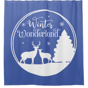 Winter Wonderland Winterlandschaft mit Hirsch Duschvorhang