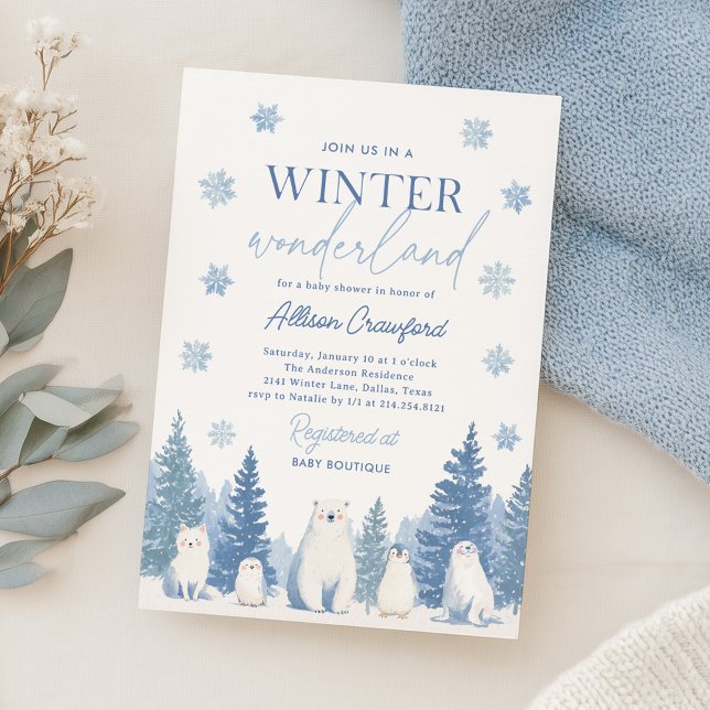 Winter Wonderland Woodland Animals Baby Shower Einladung (Von Creator hochgeladen)