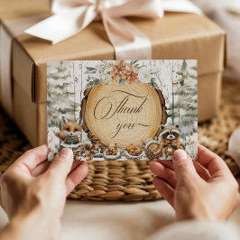 Winter Wonderland Woodland Animals Kinderdusche Dankeskarte