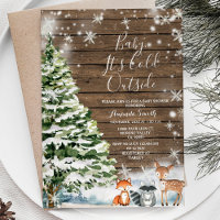 Winter Woodland Animal Evergreen Trees Baby Dusche