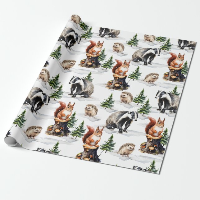 Winter Woodland Animal Friends Ansammlung Geschenkpapier (Ungerollt)