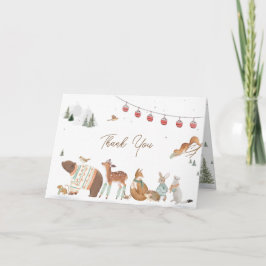 Winter Woodland Animals Forest Baby Shower Dankeskarte