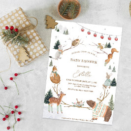 Winter Woodland Animals Forest Baby Shower Einladung