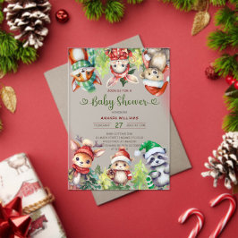 Winter Woodland Animals Kinderdusche Acryleinladungen