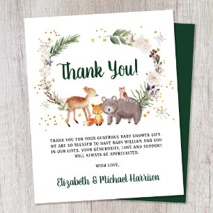 Winter Woodland Animals Kinderdusche Danke Karte