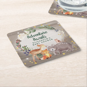 Winter Woodland Animals Kinderdusche Rechteckiger Pappuntersetzer