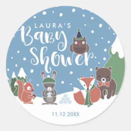 Winter Woodland Animals Kinderdusche Runder Aufkleber