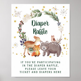 Winter Woodland Animals Kinderdusche Windelwanne R Poster