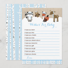 Winter Woodland Animals Wünsche für Baby (blau) Einladung