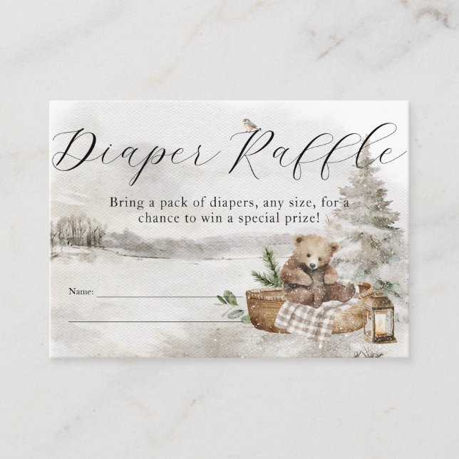 Winter Woodland Baby Boy Dusche Begleitkarte (Vorderseite)
