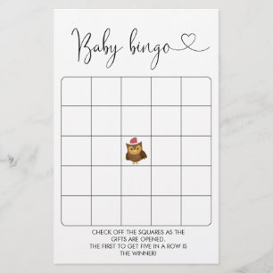 Winter Woodland Baby Dusche Bingo Spiel