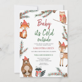 Winter Woodland Baby Dusche Einladung