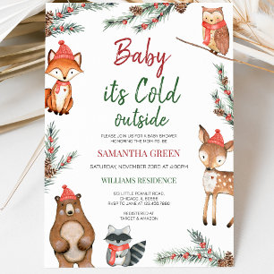Winter Woodland Baby Dusche Einladung