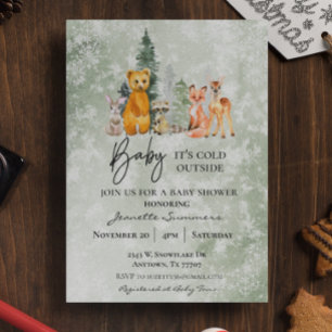 Winter Woodland Baby Es ist kalte Außendusche Einladung