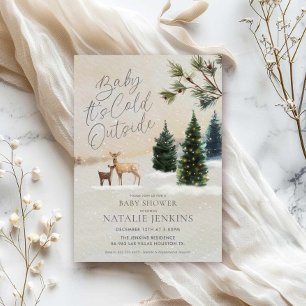 Winter Woodland Baby Es ist kalte Außendusche Einladung