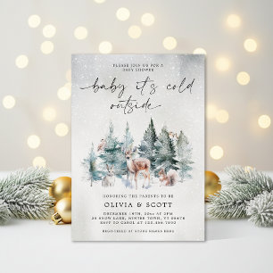 Winter Woodland Baby Es ist kalte Außendusche Einladung