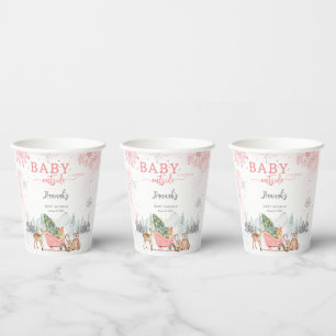 Winter Woodland Baby Es ist kalte Außendusche Pappbecher