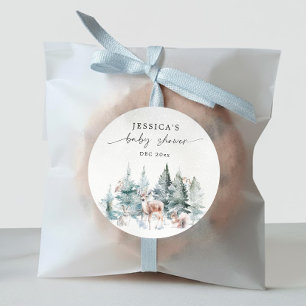 Winter Woodland Baby Es ist kalte Außendusche Runder Aufkleber