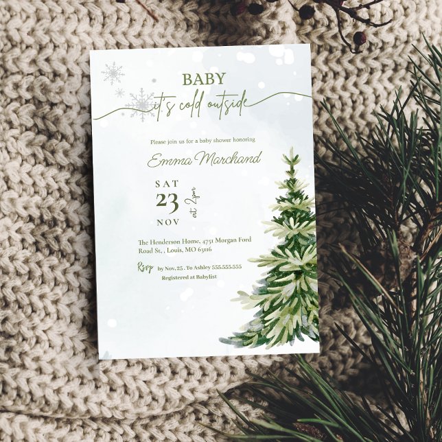 Winter Woodland Baby ist kalte Außendusche Einladung (Von Creator hochgeladen)