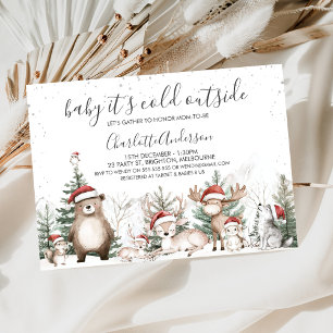 Winter Woodland Baby ist kalte Outside Babydusche Einladung
