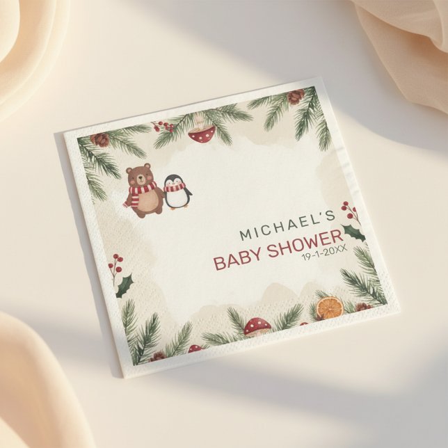 Winter Woodland Baby Shower Napkins Serviette (Von Creator hochgeladen)