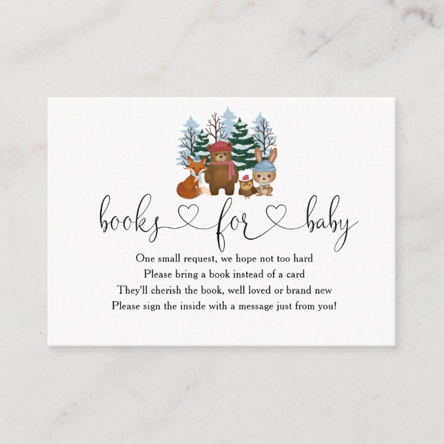 Winter Woodland Babydusche Bücher für Baby Begleitkarte (Vorderseite)