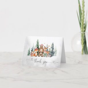 Winter Woodland Babydusche Danke Karte