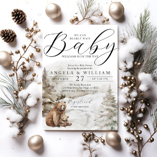 Winter Woodland Bären Thema Baby Boy Dusche Einladung