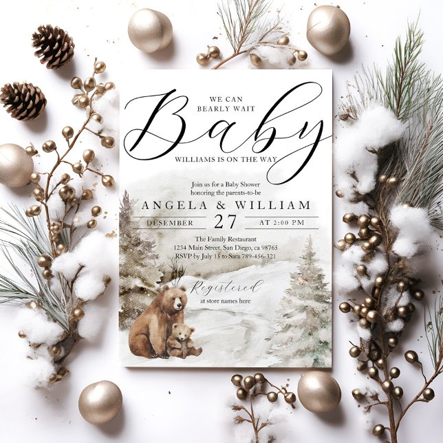 Winter Woodland Bären Thema Baby Boy Dusche Einladung (Von Creator hochgeladen)