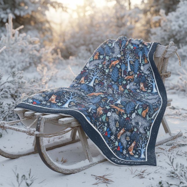 Winter Woodland Blue/Gold ID785 Fleecedecke (Von Creator hochgeladen)