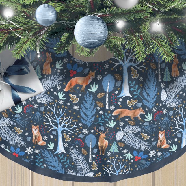 Winter Woodland Blue/Gold ID785 Polyester Weihnachtsbaumdecke (Von Creator hochgeladen)