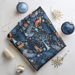 Winter Woodland Blue/Gold ID785 Stoff