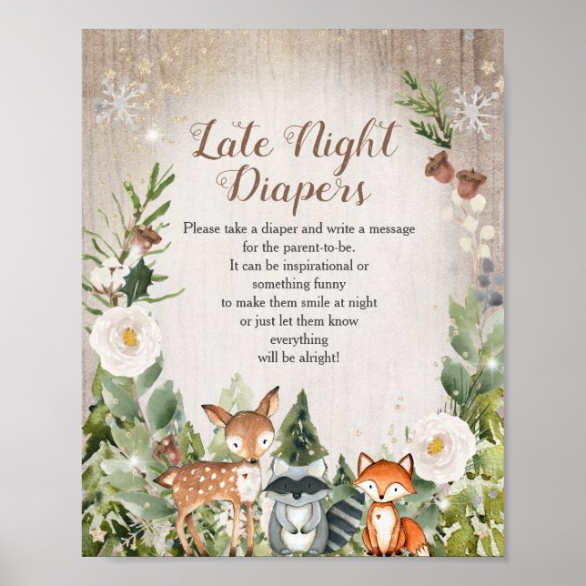 Winter Woodland couche tard la nuit jeu poster (Devant)
