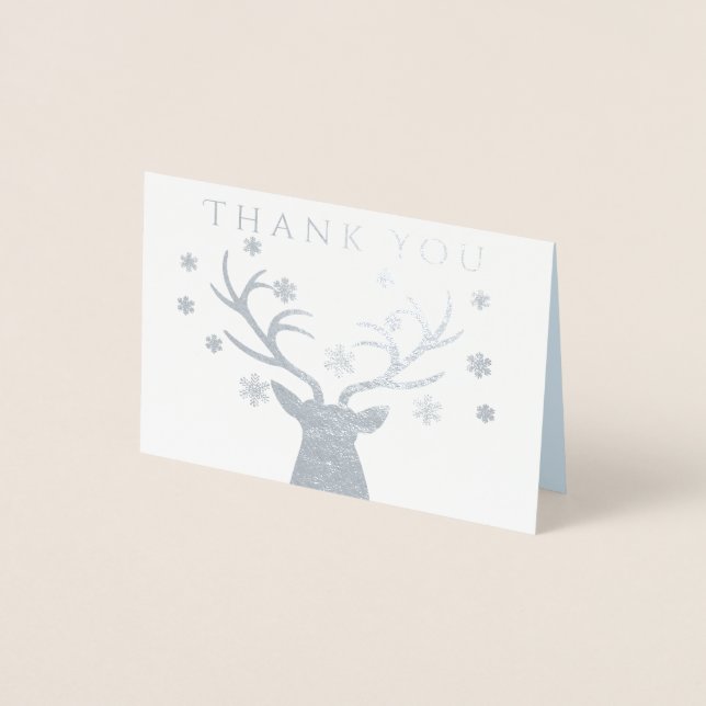 Winter Woodland Deer Baby Dusche Danke Karten (Vorderseite)
