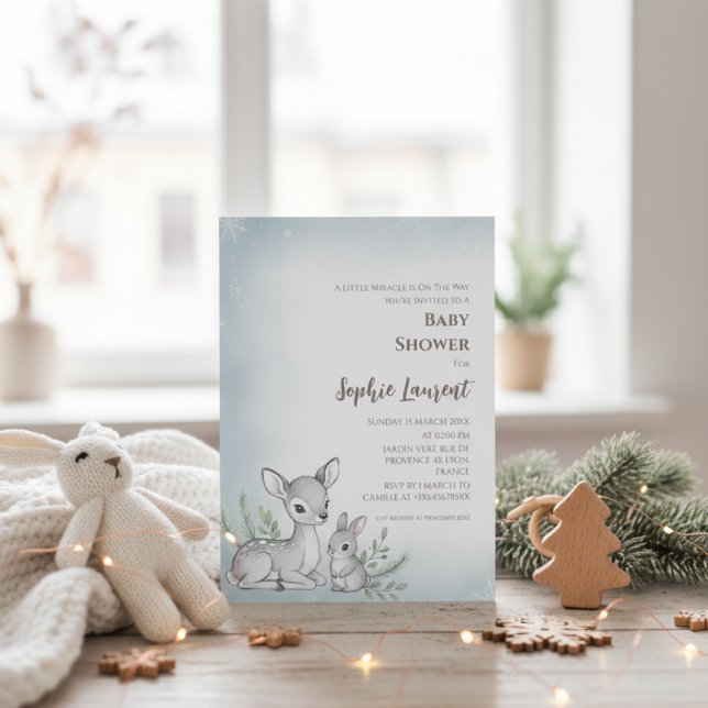 Winter Woodland Fewn Bunny Baby Dusche Einladung (Von Creator hochgeladen)