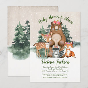 Winter Woodland Forest Bébé Invitations de douche