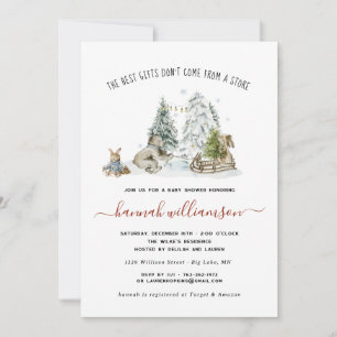Winter Woodland Forest Kinderdusche Einladung