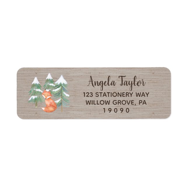 Winter Woodland Fox Babydusche-Label (Vorne)