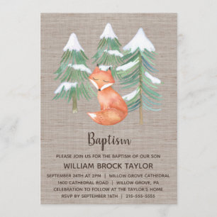 Winter Woodland Fox Taufe Einladung