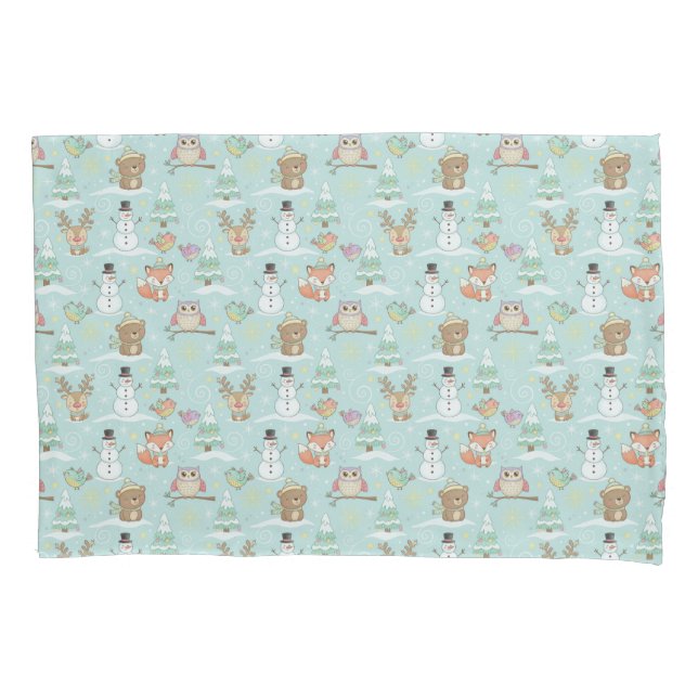 Winter Woodland Friends – Cute Holiday Pattern Kissenbezug (Vorderseite)