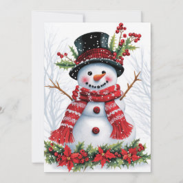 Winter Woodland Friends | Feierlicher Schneemann Feiertagskarte