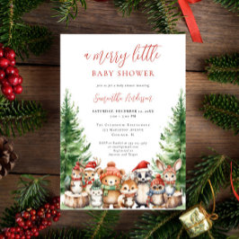 Winter Woodland Frohe kleine Weihnachtsdusche Einladung